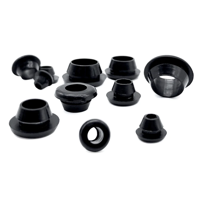 Black 4.5mm-30mm Rubber Snap-on Grommet Hole Plugs End Caps Bung Wire Cable Protect Bush