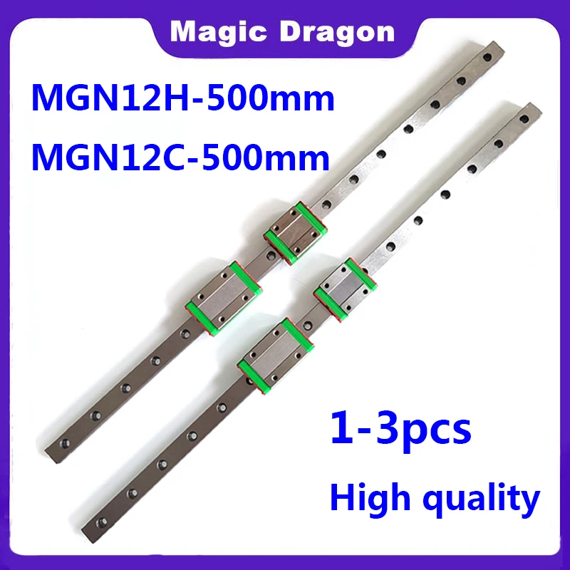 High Quality 1/2/3PCS MGN12 500mm miniature linear rail slide 1PC MGN12 linear guide+2PC MGN12H or MGN12C carriage 3d printer