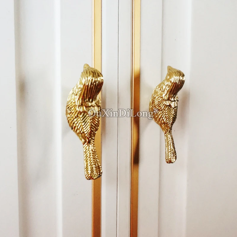 Brand New 4PCS Solid Brass Magpie Bird European Furniture Handles Drawer Pulls Cupboard Wardrobe Kitchen TV Cabinet Pulls Knobs