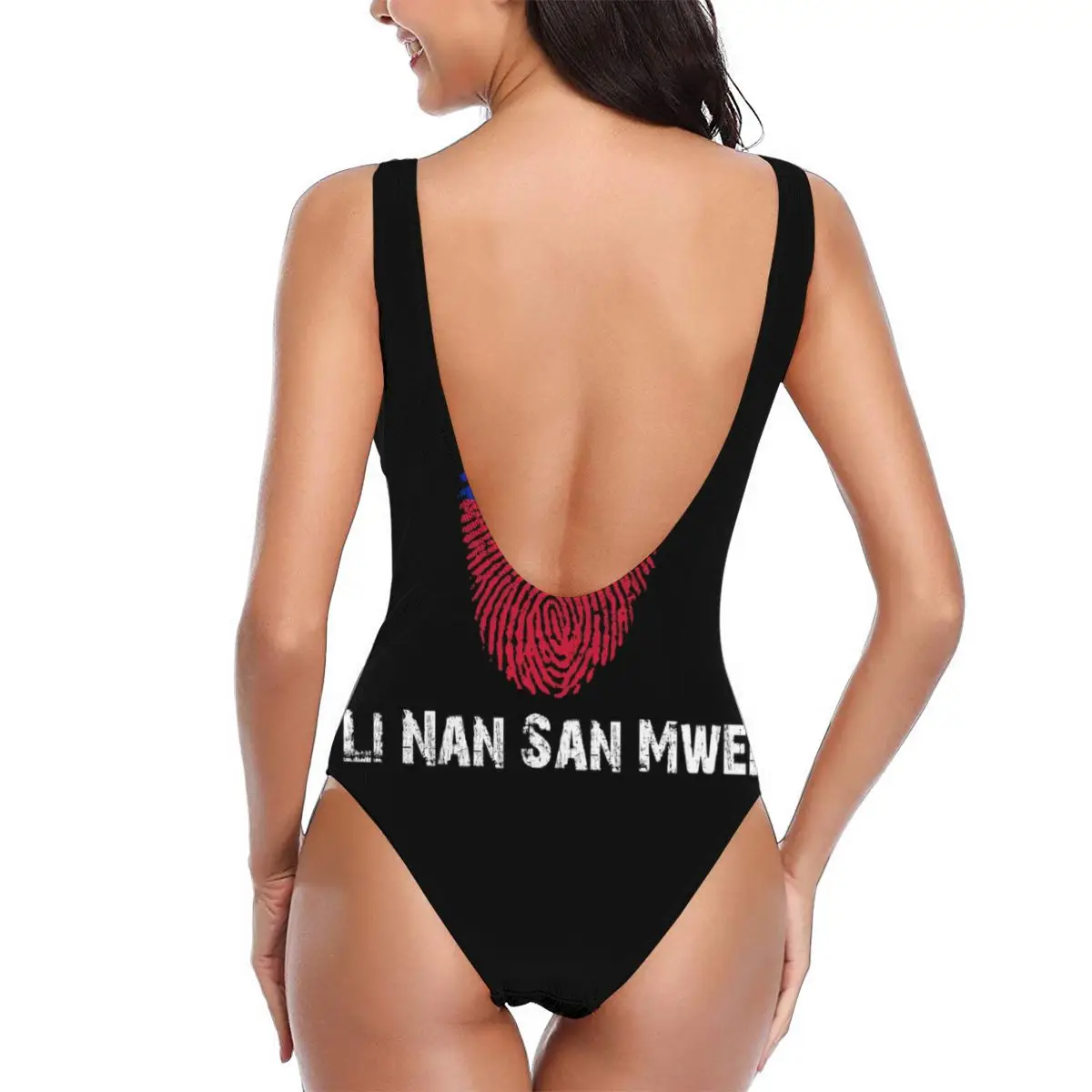 Haiti Li Nan San Mwen - Fingerprint With Haitian Flag Exotic Bikinis Women Swimsuit Low Waist elastic Women honeymoon Beach wear