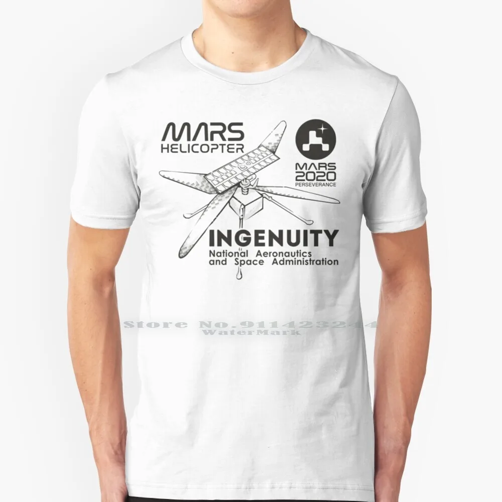 Ingenuity ( * For Light Coloured Shirts Only * ) 100% Cotton T Shirt Space Science Ingenuity Mars2020 Helicopter Perseverance