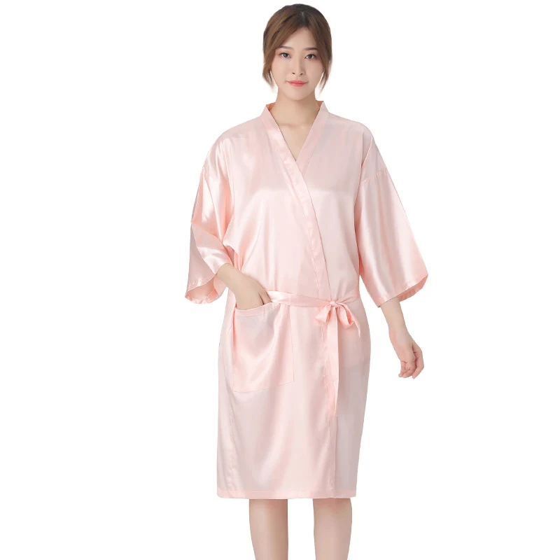 Salon Client Gown Hairdressing Robe Haircut Kimono Barber Shop Beauty SPA Hotel Guest Smock Silk Nightgown Bathrobe Apron