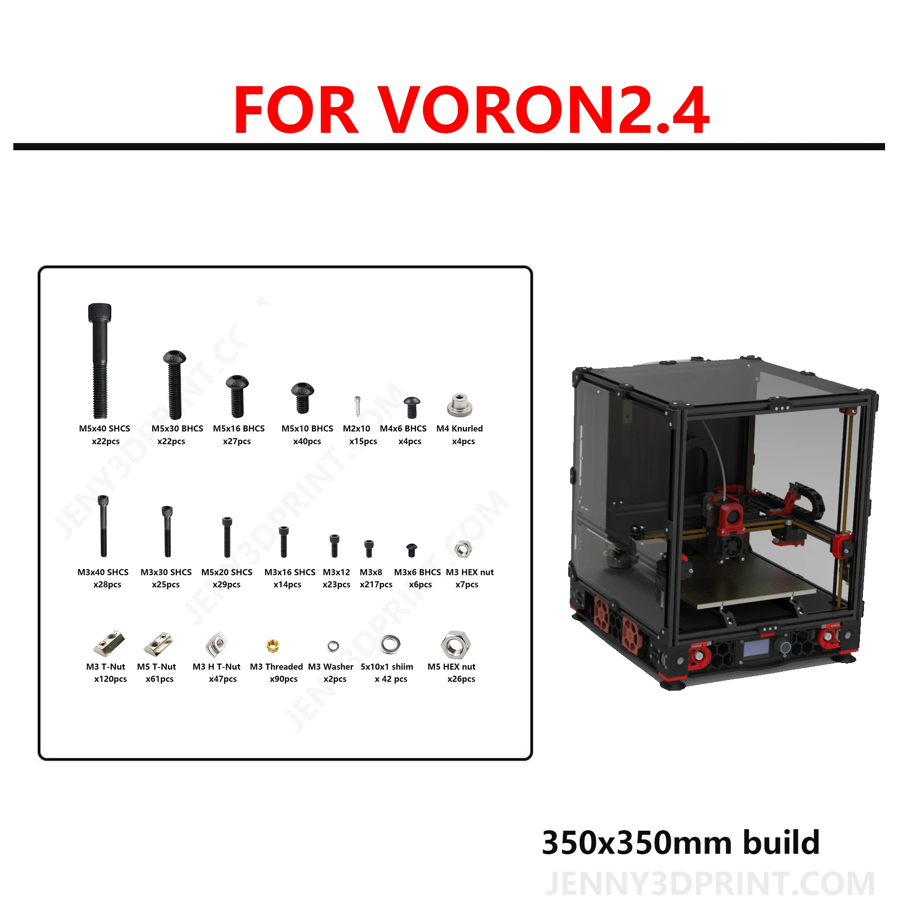 

Set of screws for building a 3D printer