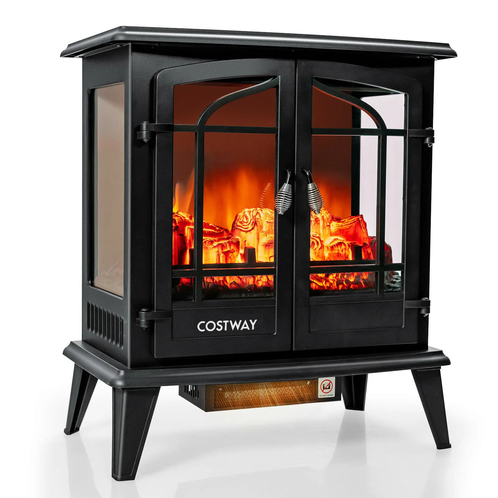 

25" Freestanding Electric Fireplace Heater Stove W/ Realistic Flame effect 1400W