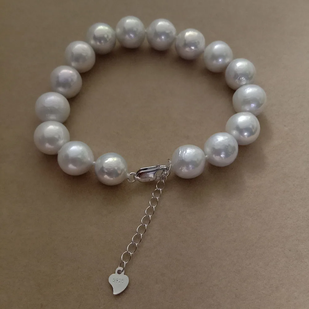 free shipping,high luster,100% nature freshwater pearl bracelet with good quality clasp 9-11  mm