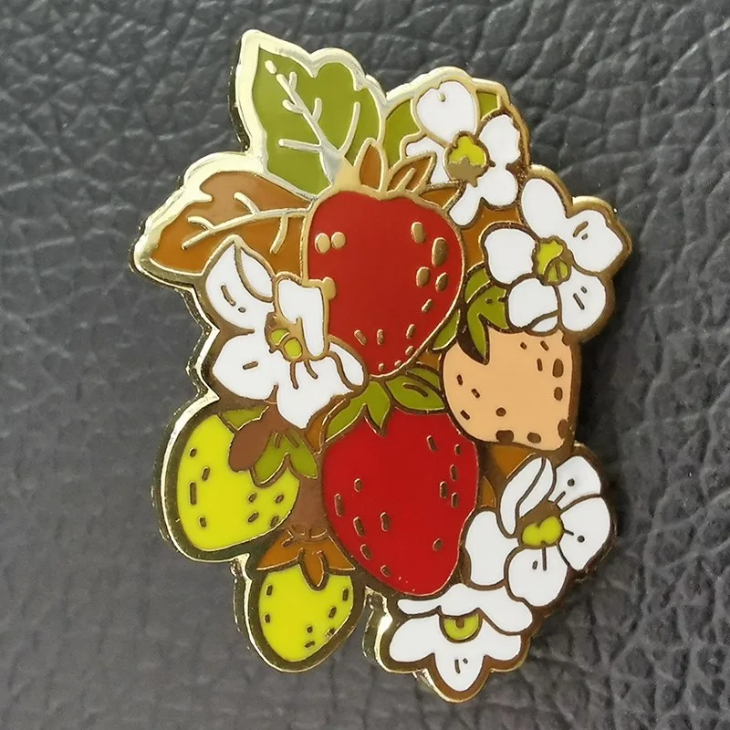 A Cluster of Strawberries Enamel Pins Badge