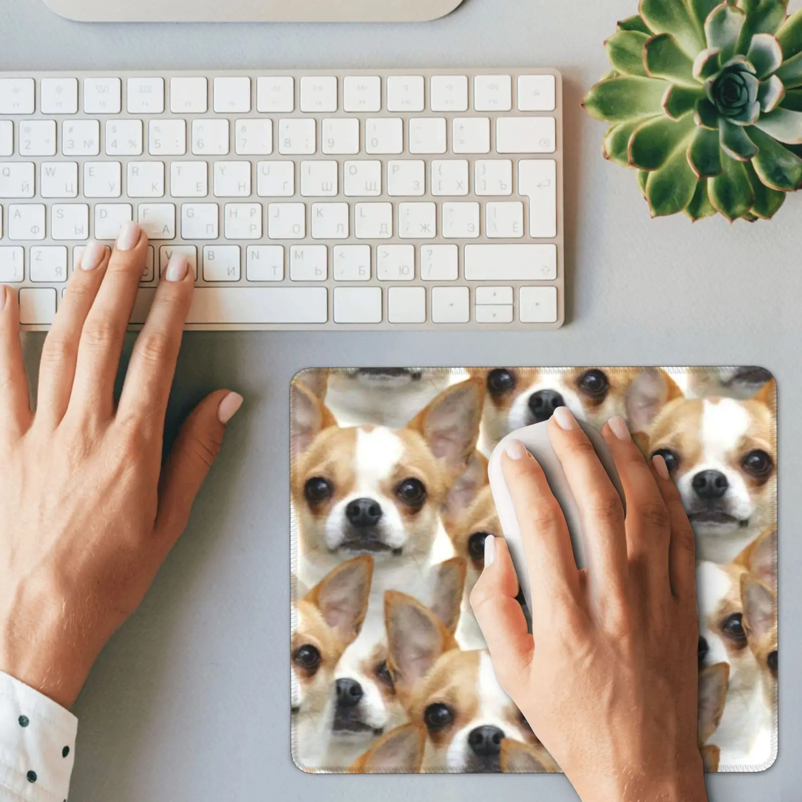 Engraçado chihuahua pup mouse pad diy impressão reutilizável engraçado bonito filhote de cachorro cães