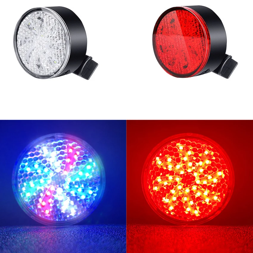 Fanale posteriore ricaricabile a LED per bici USB, torcia di sicurezza per ciclismo posteriore per bicicletta luminosa, batteria al litio da 500mah, rosso, cambio colore