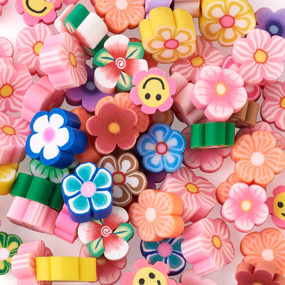 

200Pcs Mixed Flower Polymer Clay Beads Flatback No Hole Slice Clay Sprinkles Decor Filler DIY Crafts Scrapbook Phone Case Nail