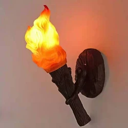 불꽃 토치 크리 에이 티브 LED 벽 램프 성격 레스토랑 현대 수 지 어린이 침실 장식 시뮬레이션 깜박이 벽 램프
