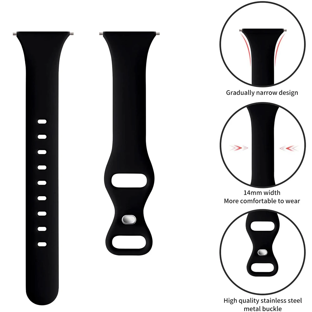 20mm Slim Silicone Narrow Band for Samsung Galaxy Watch 6/5/4 40mm 44mm/Watch 5 Pro 45mm/Watch 6/4 Classic 43mm 47mm