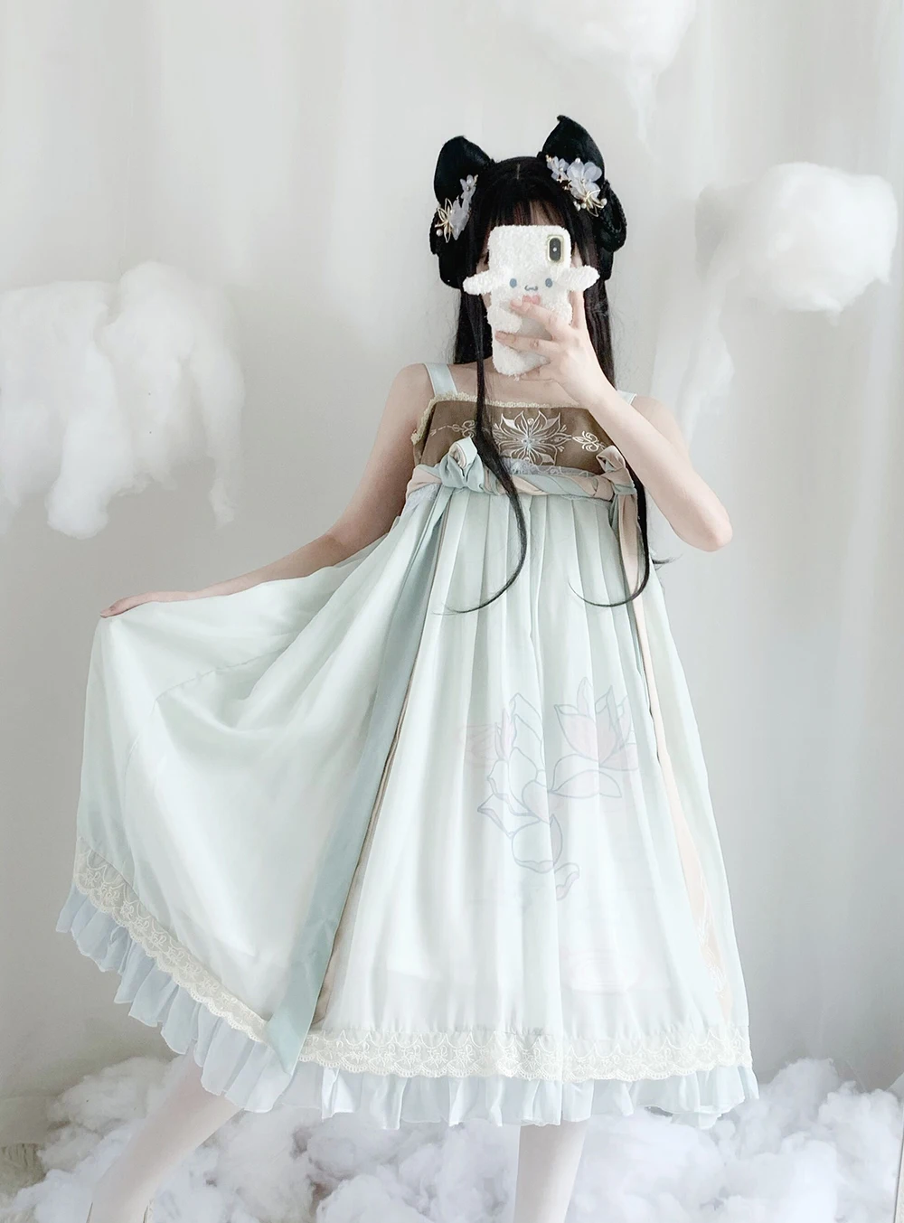 Oryginalny chiński styl Qinghe dwuczęściowy zestaw Han elementy haftowane codzienny garnitur Dresskawaii odzież wróżka kei sukienka lolita