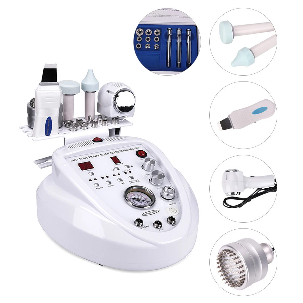 

5 in 1 Microdermabrasion Machine ultrasonic skin care scrubber face cleaning Blackhead Remover Vacuum diamond dermabrasion beaut