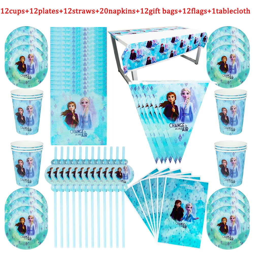 

Новая замороженная тема Анна украшения для дня рождения одноразовая посуда Снежная королева фото скатерть любимый ребенок