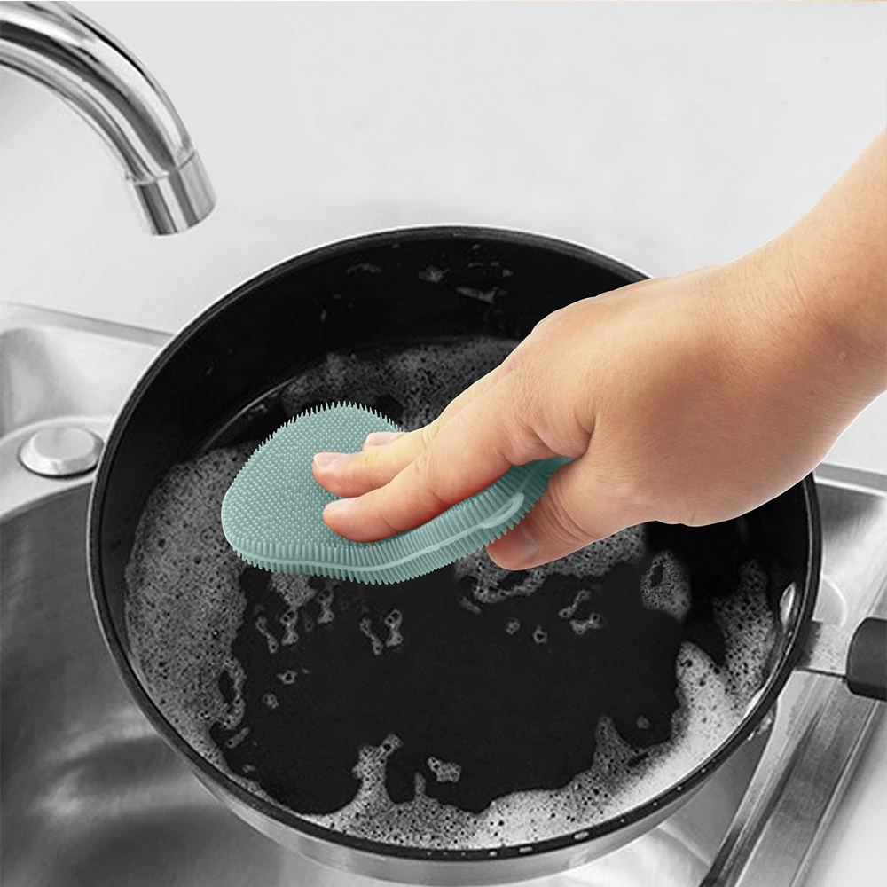 Silicone Kitchen Sponges Silicone Dish Sponge Scrubber Kitchen Tools Cleaning Brush Scrub Gadgets for Washing