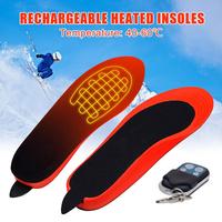 1 Pair USB Charging Heated Shoe Insoles Feet Warm Sock Pad Rechargeable Heated Insoles Remote Control Wireless Foot Warmer