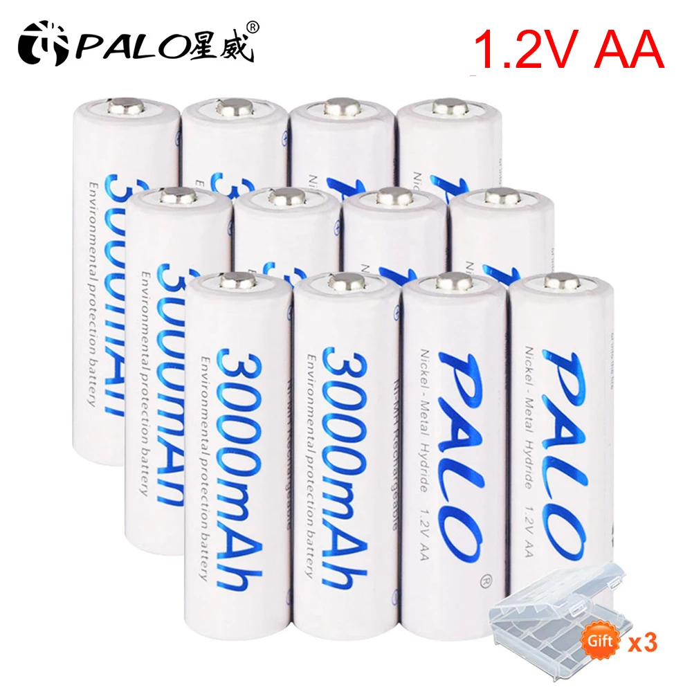 12 шт., никель-металлогидридные аккумуляторные батарейки AA 3000 мА · ч, 1,2 в, 3000 мА · ч