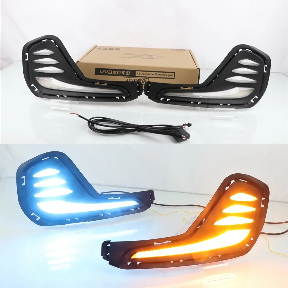 LED Daytime Running Lights Case for Chevrolet Cavalier 2019 2020, Streamer DRL+Streamer Yellow Turn Signals+Ice Blue Night DRL