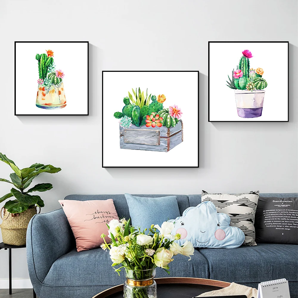 

Abstract Beautiful Succulents Cactus Canvas Painting Posters And Prints Wall Art Plant Picture For Living Room Home Decoration