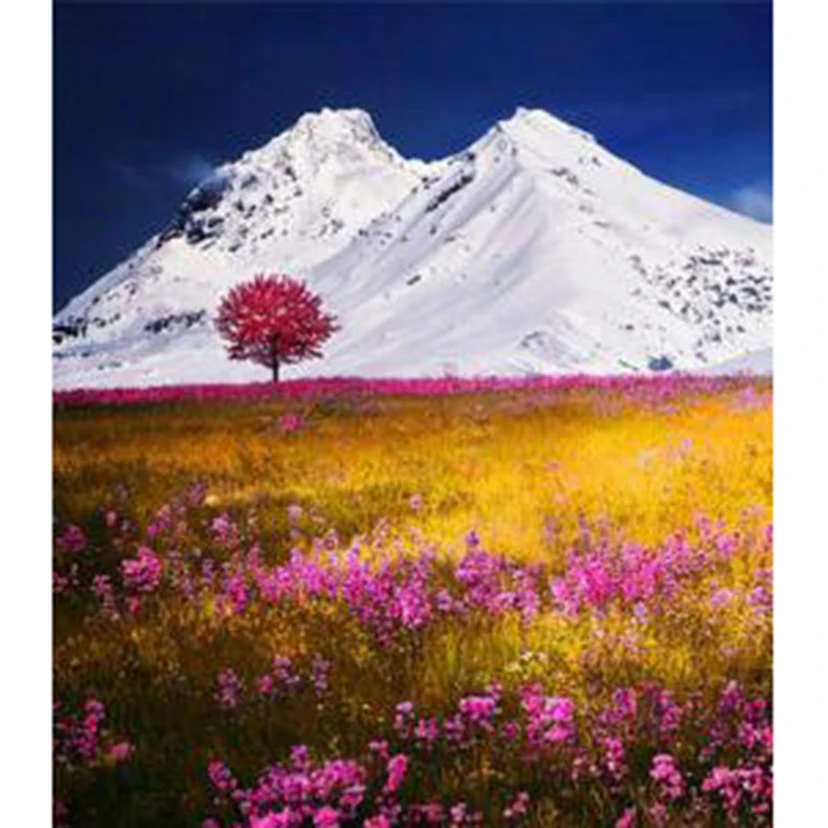 5D DIY Diamond Painting Landscape Painting Snow Mountain Grassland Beauty Picture Square/Round Diamond Cross Stitch Decor BM1304