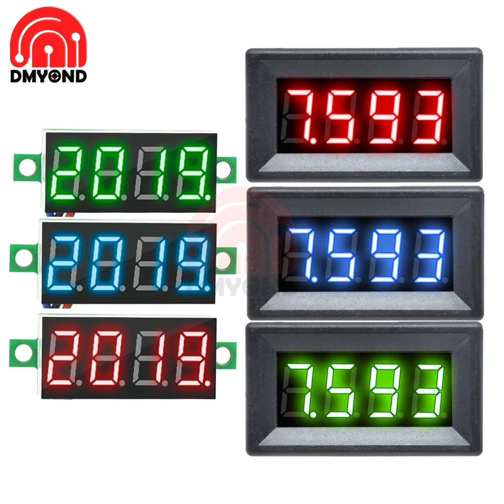 0.36 Inch Mini Digital Voltmeter 0-100V DC Volt Voltage Meter LED Panel Electric Voltage Tester Gauge 3 Wires 12V 24V 48V 4 Bit