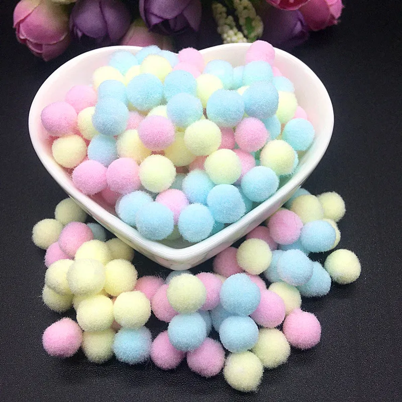 Light Yellow Pink Blue Pompom Fur Balls DIY Soft Pom Poms Craft Pompones Wedding Decor Glue on Cloth Accessories 8mm-30mm 20g