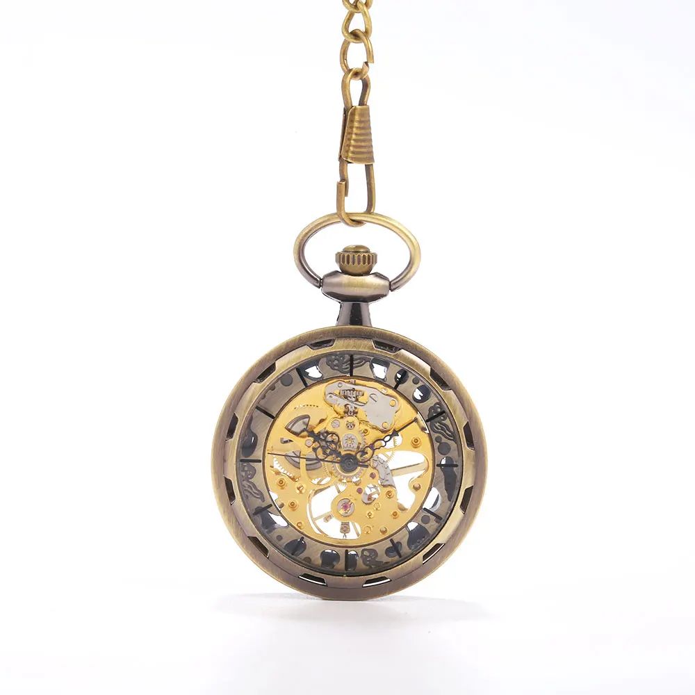 

Bronze retro wheel sub-scale Roman scale large pocket watch court creative gift value exquisite flip pocket watch