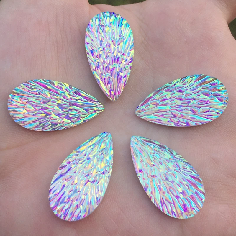 15*29mm AB water drop Resin Rhinestone Flatback Gems Strass Crystal Stones For Dress Crafts Decorations 15PCS -HE12