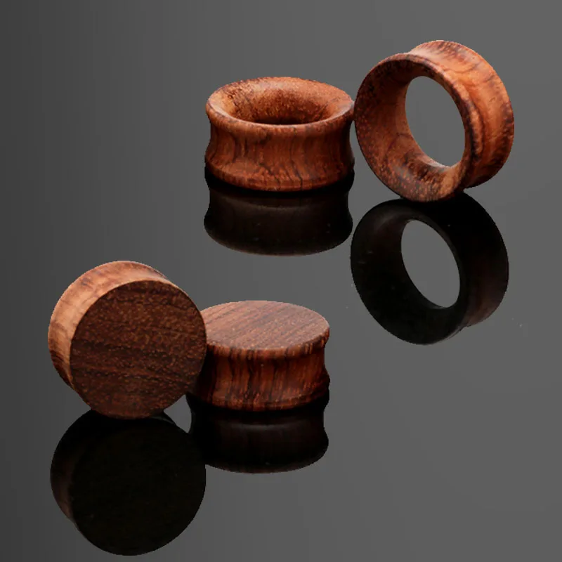 2PCS Big Ear Gauges Flesh Tunnels Wooden Ear Plugs Saddle Ear Expanders 22mm 24mm Bubinga Rose Wood Body Piercing Jewelry