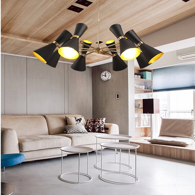 Modern Living Room Chandelier Bedroom Lamp Dining Room LED Lighting Villa Interior Lamp Ceiling Lamp Metal Lampshade
