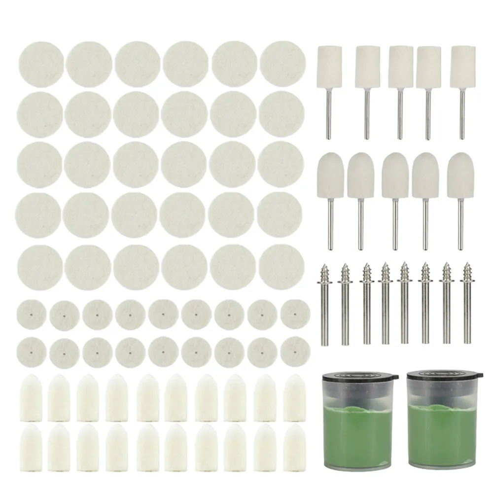 

3.175mm Shank Rotary Tool Accessories Set 90pcs 13/25mm Wool Felt Polishing Wheel For Dremel Tools