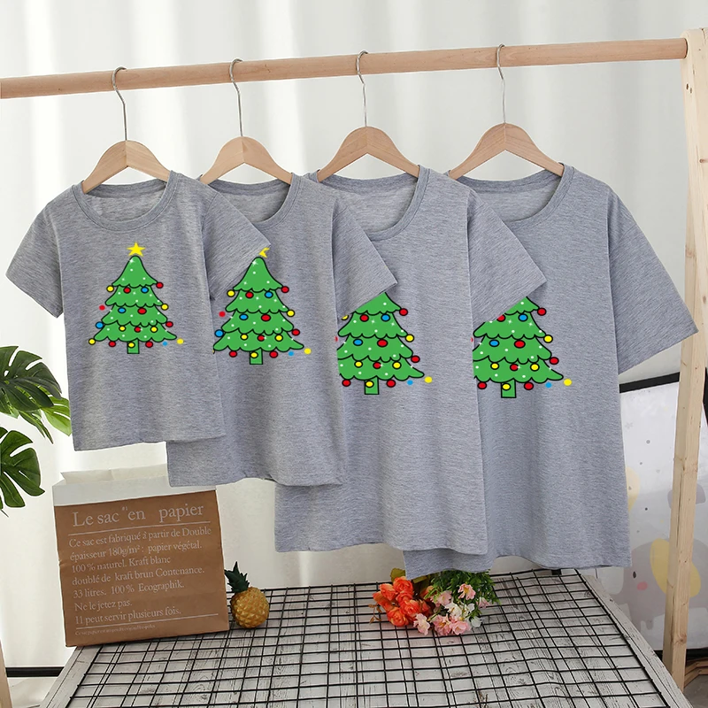 Famiglia Look outfit natale mamma e Me magliette moda famiglia abiti coordinati albero di natale mamma e Mini T Shirt carino