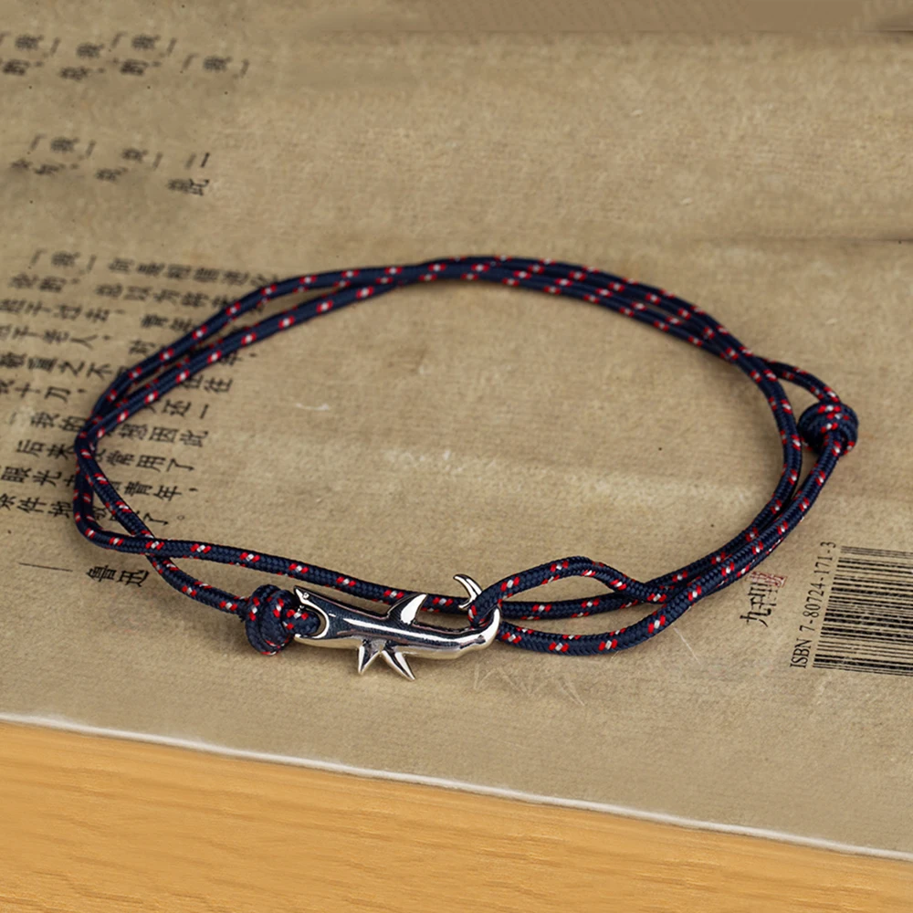 MKENDN Navy style Adjustable Multilayer Rope Shark Anchor Bracelet Men Women 550 Paracord Camping Jewelry Wrap Metal Hooks
