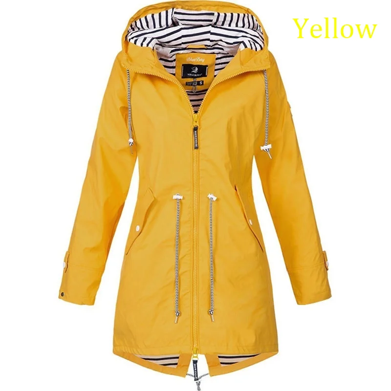 Chaqueta de asalto diaria para mujer, gorro resistente al viento y a la lluvia, con cinturón