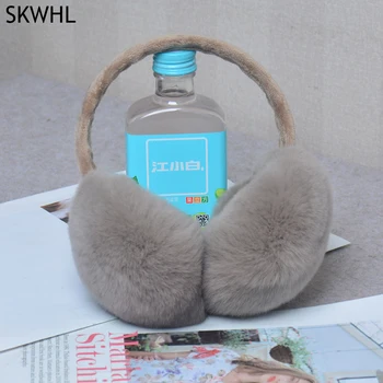 男性と女性のための豪華なウサギの毛皮のマフ,豪華なイヤーフラップ,暖かく,ファッショナブル,ふわふわ,100% ナチュラル,冬