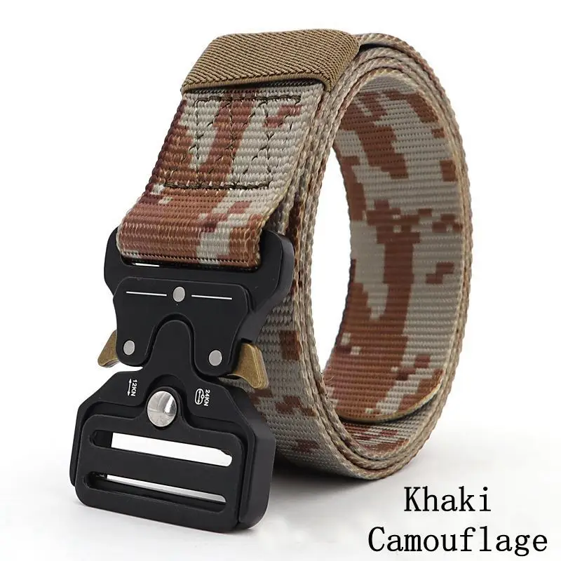 38mm Width Belts For Men Camouflage Style Tactical Belt Mens Belt Outdoor Training Quick Release Metal Zinc Alloy Buckle