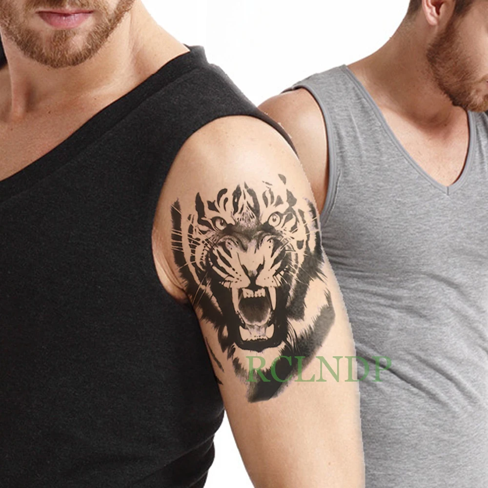 Waterproof Temporary Tattoo Sticker roaring tiger head tatto stickers flash tatoo fake tattoos for men