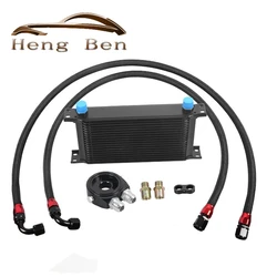 19 Row AN10 Fit For Universal Aluminum Engine Oil Cooler Filter Adapter Kit