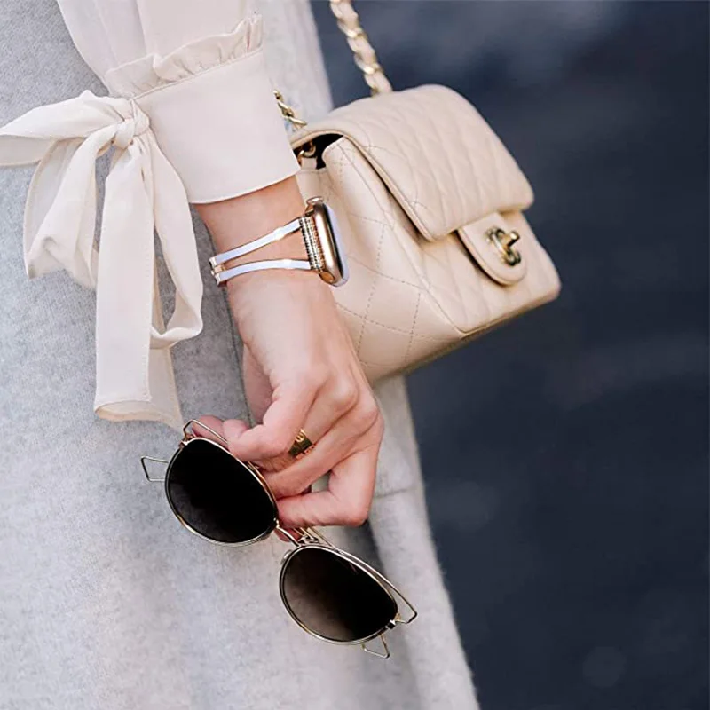 Metal+diamond strap Compatible with Apple watch 7 6 5 4 SE 44mm 40mm Comfortable metal bracelet strap for iwatch 3 2 1 42mm 38mm