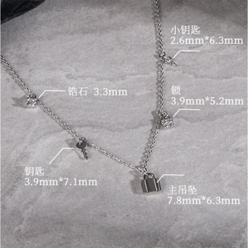 KAMIRA 925 Sterling Silver Fashion Vintage Lock Key Zircon Pendant Necklace for Women Party Charm Gothic Luxury Jewelry Gift Ins