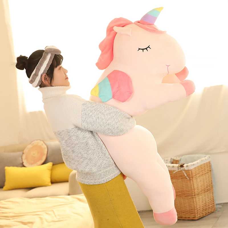 25-100CM Kawaii Giant Unicorn Plush Toys Stuffed Soft Dolls Animal Horse For Children Girl Pillow Birthday Gifts