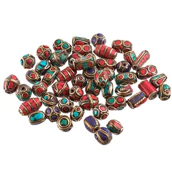 50pcs Retro Prayer Nepal Beads Handmade Red Coral Tibetan Loose Beads For Jewelry Making DIY Necklaces Bracelets 8~25x8~13mm F70