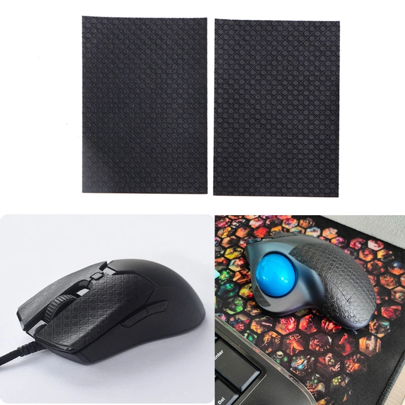 Q1JF Black Mouse Skin Mice Anti-slip Grip Tape DIY Version For Gaming Mouse Grip Upgrade Moisture Wicking Easy to use 13x10cm