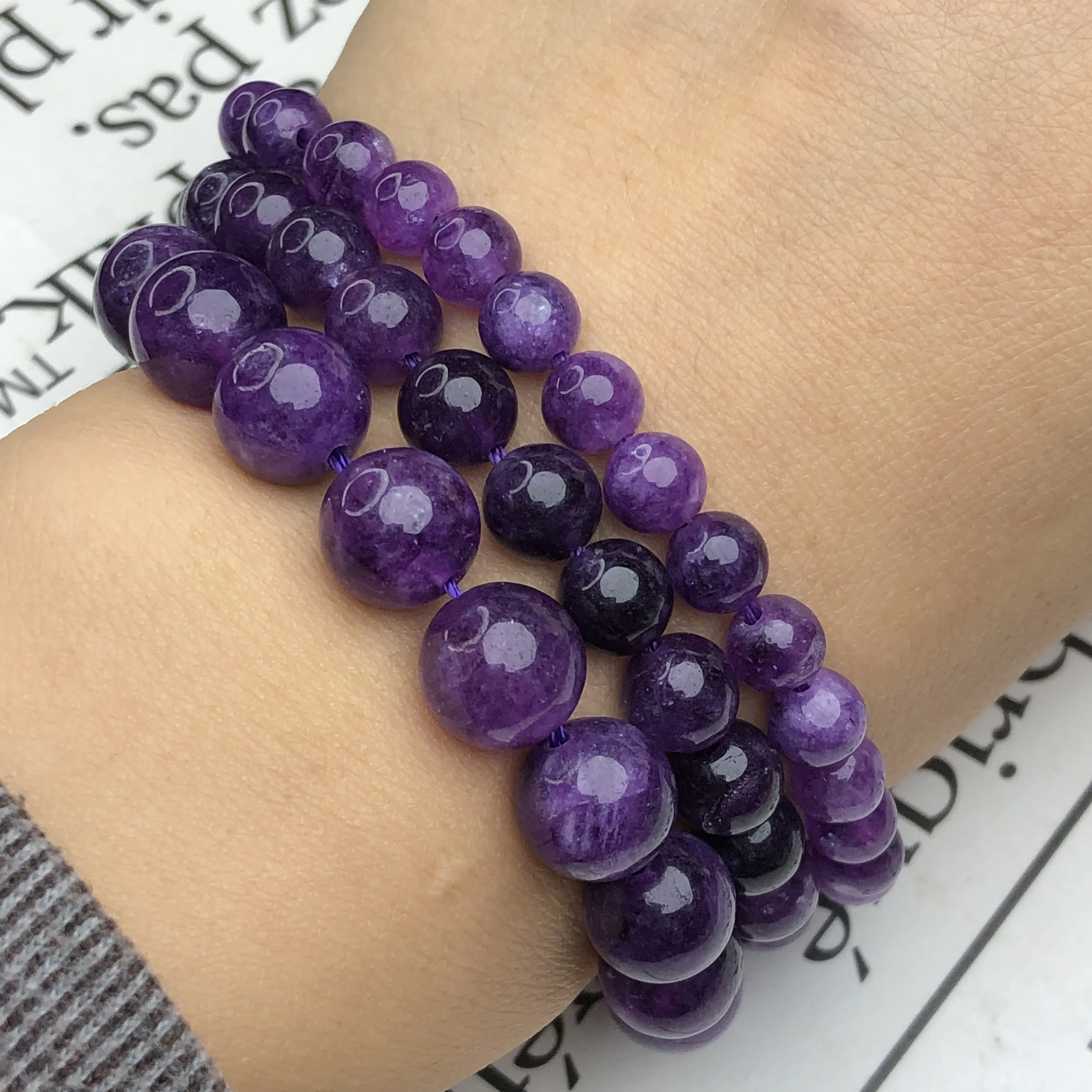 Natural Stone Amethysts Beads Round Loose Spacer Purple Crystal Beads For Jewelry Making Diy Women Bracelet Accessories 6/8/10MM