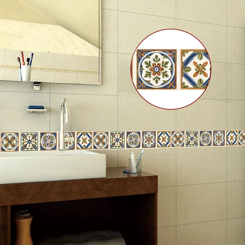 Pegatina de pared 3D autoadhesiva de PVC, pegatina de línea de rodapié para Borde de cocina y baño, papel tapiz de azulejo moderno extraíble, decoración impermeable