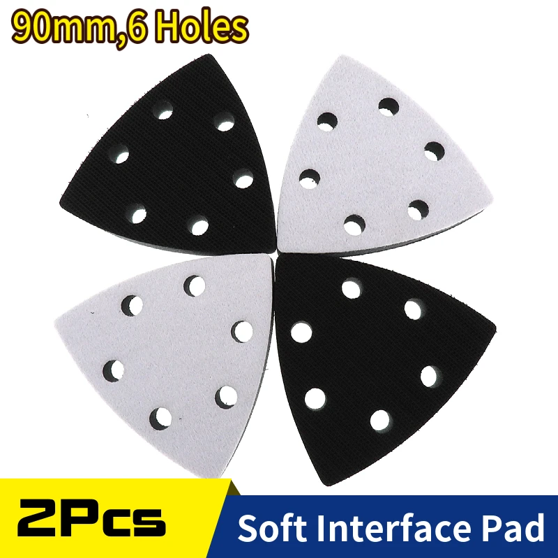 2Pcs Soft Interface Pad,90mm Hook Loop Foam Buffering Pad for 3-1/2 Inch Triangle Oscillating Multi Tool Sanding Pad Sandpaper