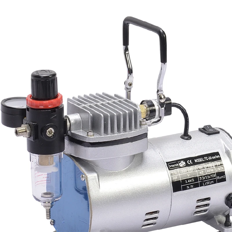 Mini air compressor, small air pump, ultra-quiet, oil-free spray painting, leather furniture touch-up, TC-20B painting/printing