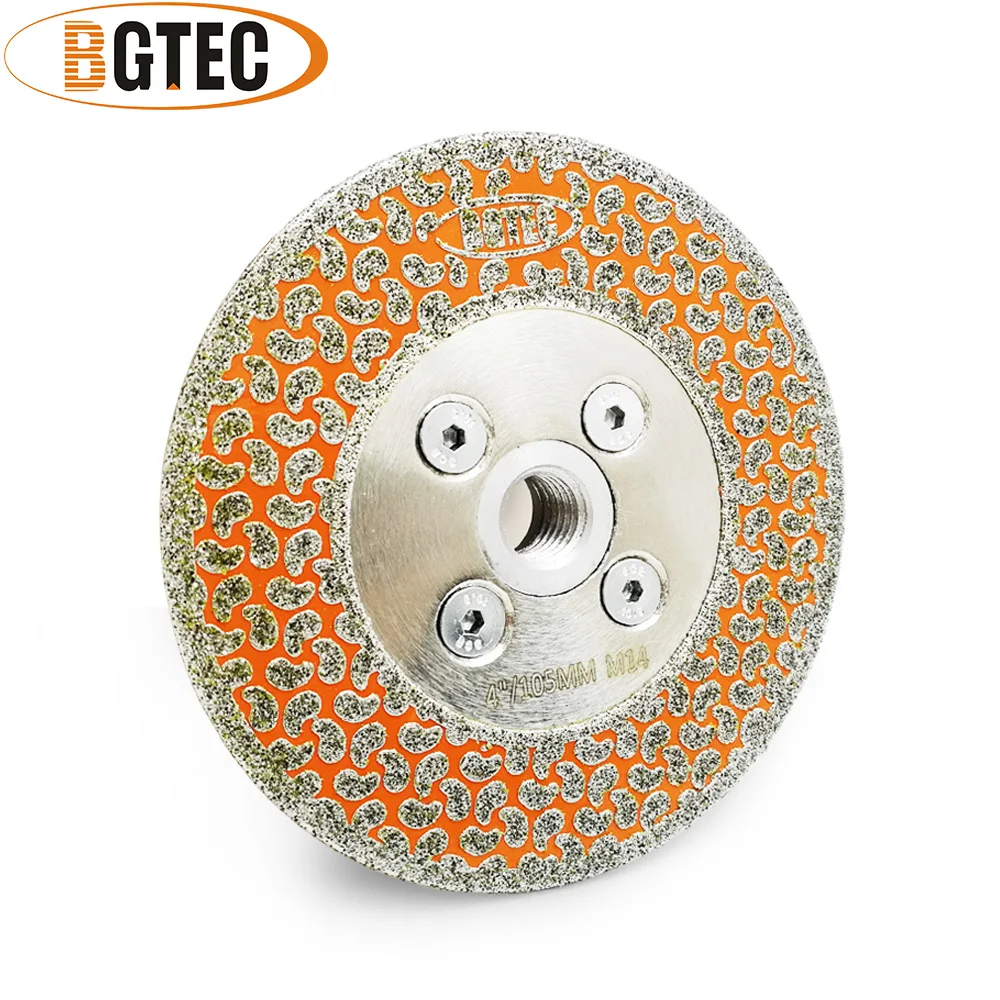 BGTEC-전기 도금 다이아몬드 절단 및 연삭 디스크 M14 플랜지 105mm 화강암 대리석 단면 코팅 다이아몬드 톱날, 2 개