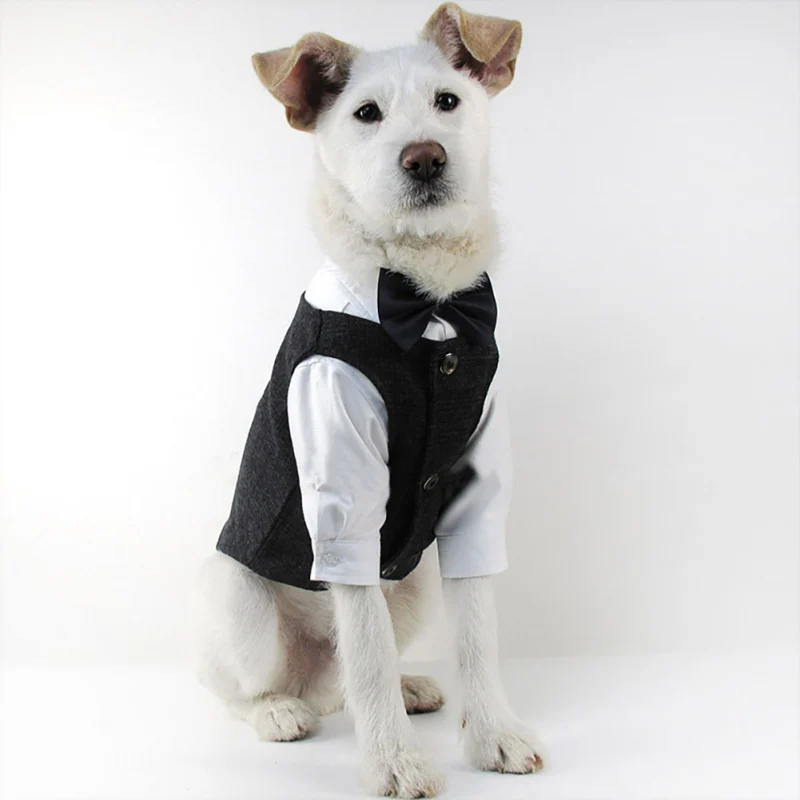 Pet Dog Gentleman Suit Formal Coat Vest Party Wedding Coat Jacket Clothes For Dogs Cat Tuxedo Clothing