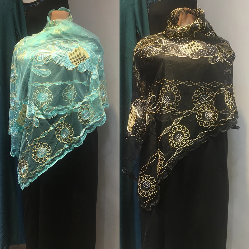 African Cotton Voile Dubai Tulle Pashmina Cord Emroider Ring Diamond Shawl Wrap Chemical Lace Stole Net Scarf Headband Dubai Z12